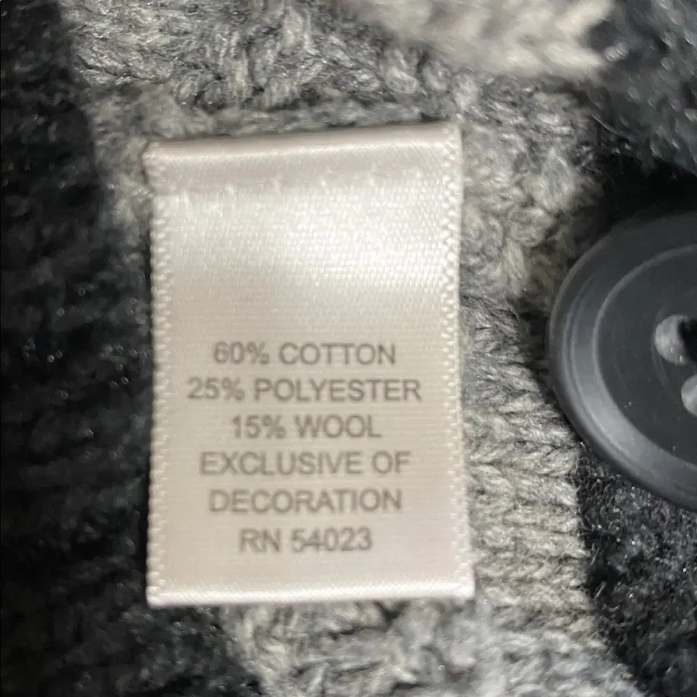 Banana Republic Heritage Dark/Light Gray Knit Cardigan Sweater Wool Cotton Blend